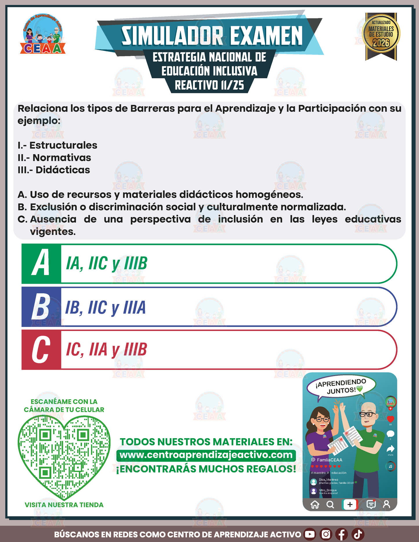 SIMULADOR EXAMEN - ESTRATEGIA NACIONAL DE EDUCACIÓN INCLUSIVA en PDF
