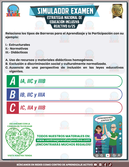SIMULADOR EXAMEN - ESTRATEGIA NACIONAL DE EDUCACIÓN INCLUSIVA en PDF