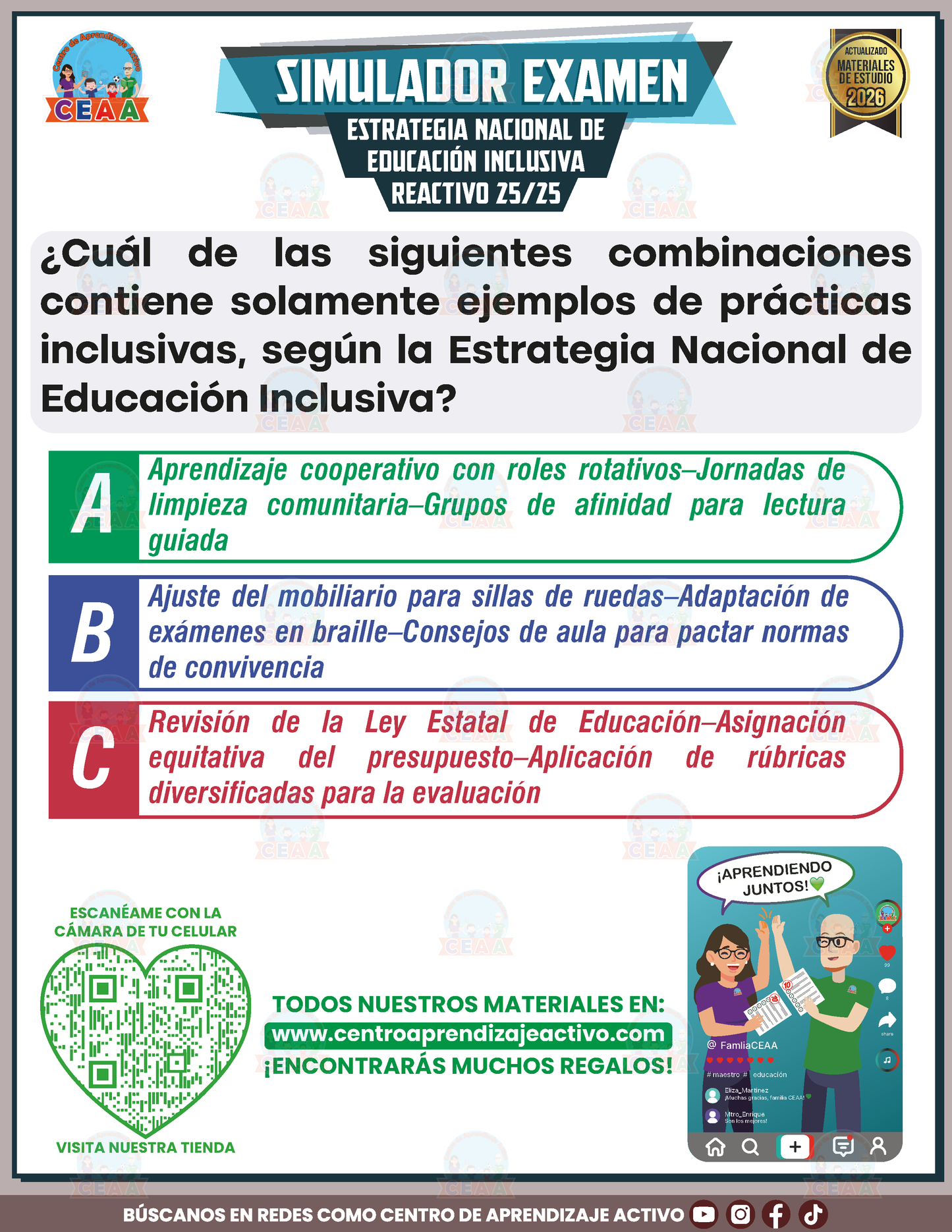 SIMULADOR EXAMEN - ESTRATEGIA NACIONAL DE EDUCACIÓN INCLUSIVA en PDF
