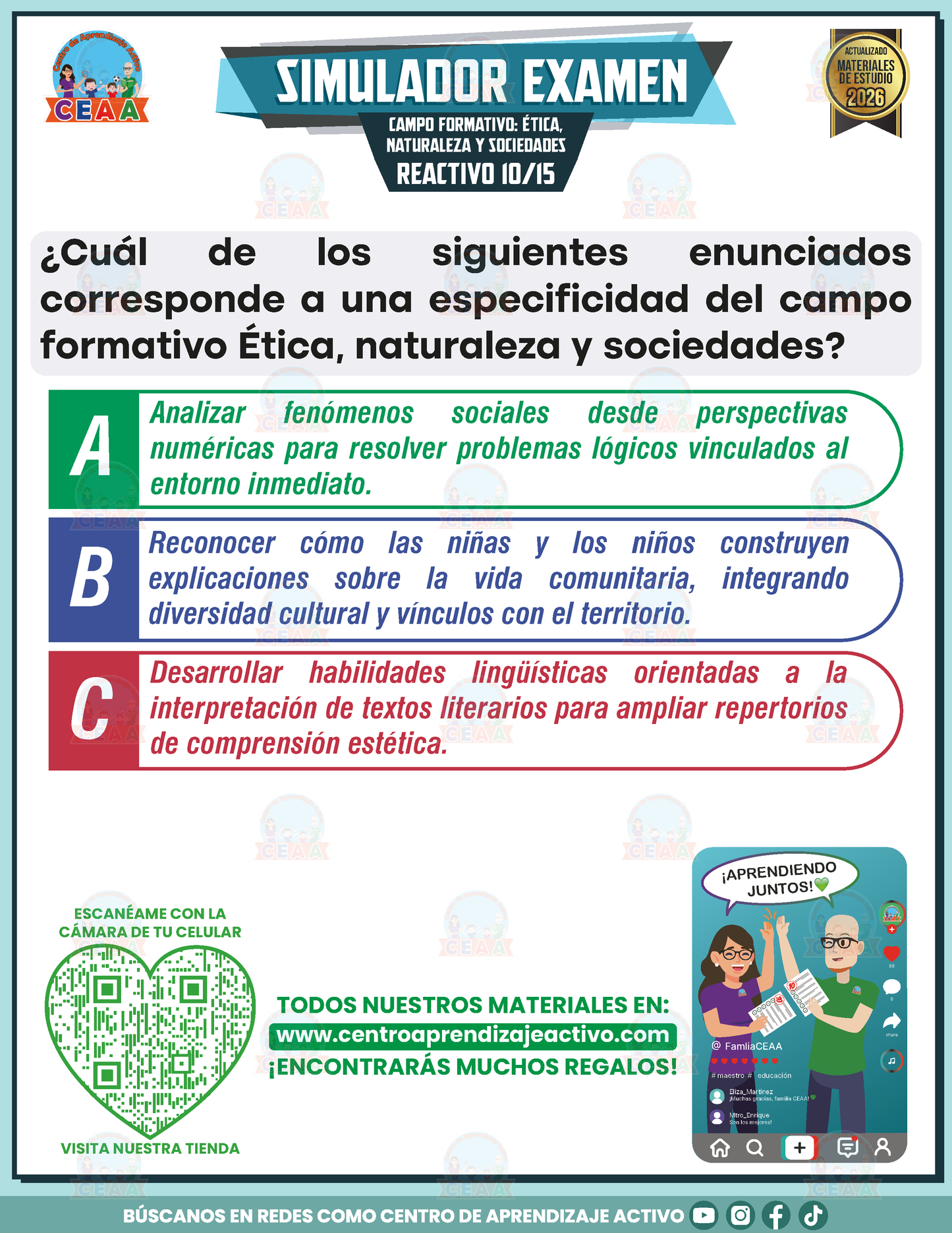 Simulador de Examen - Campo Formativo: Ética, Naturaleza y Sociedades en PDF