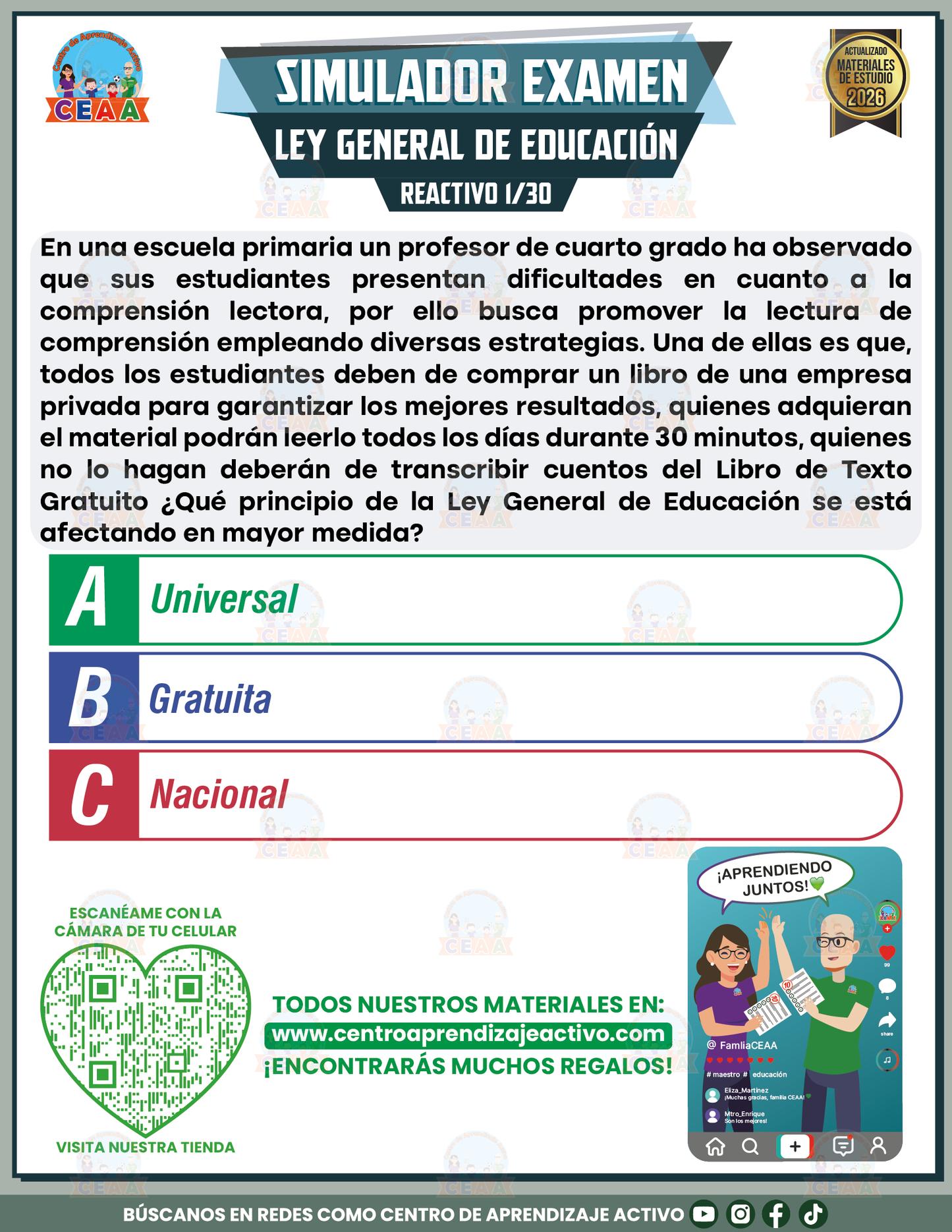 Simulador de Examen - Ley General de Educación en PDF