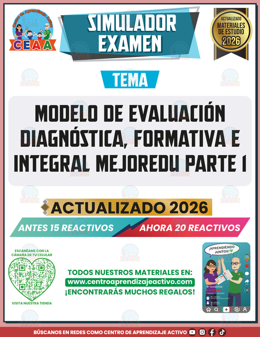 Simulador de Examen - Modelo de Evaluación Diagnóstica, Formativa e Integral MEJOREDU PARTE 1 en PDF