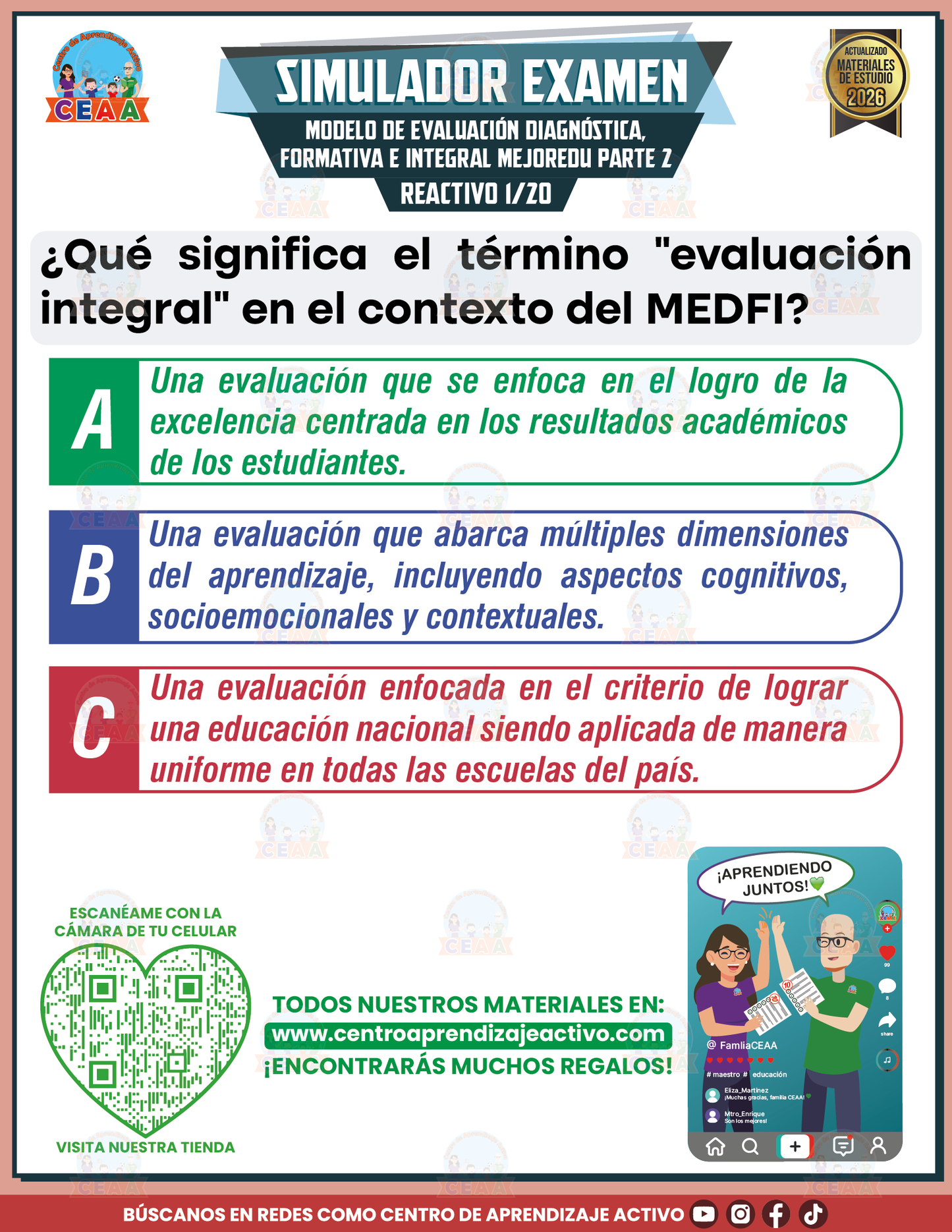 Simulador de Examen - Modelo de Evaluación Diagnóstica, Formativa e Integral MEJOREDU PARTE 2 en PDF