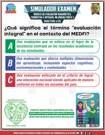 Simulador de Examen - Modelo de Evaluación Diagnóstica, Formativa e Integral MEJOREDU PARTE 2 en PDF
