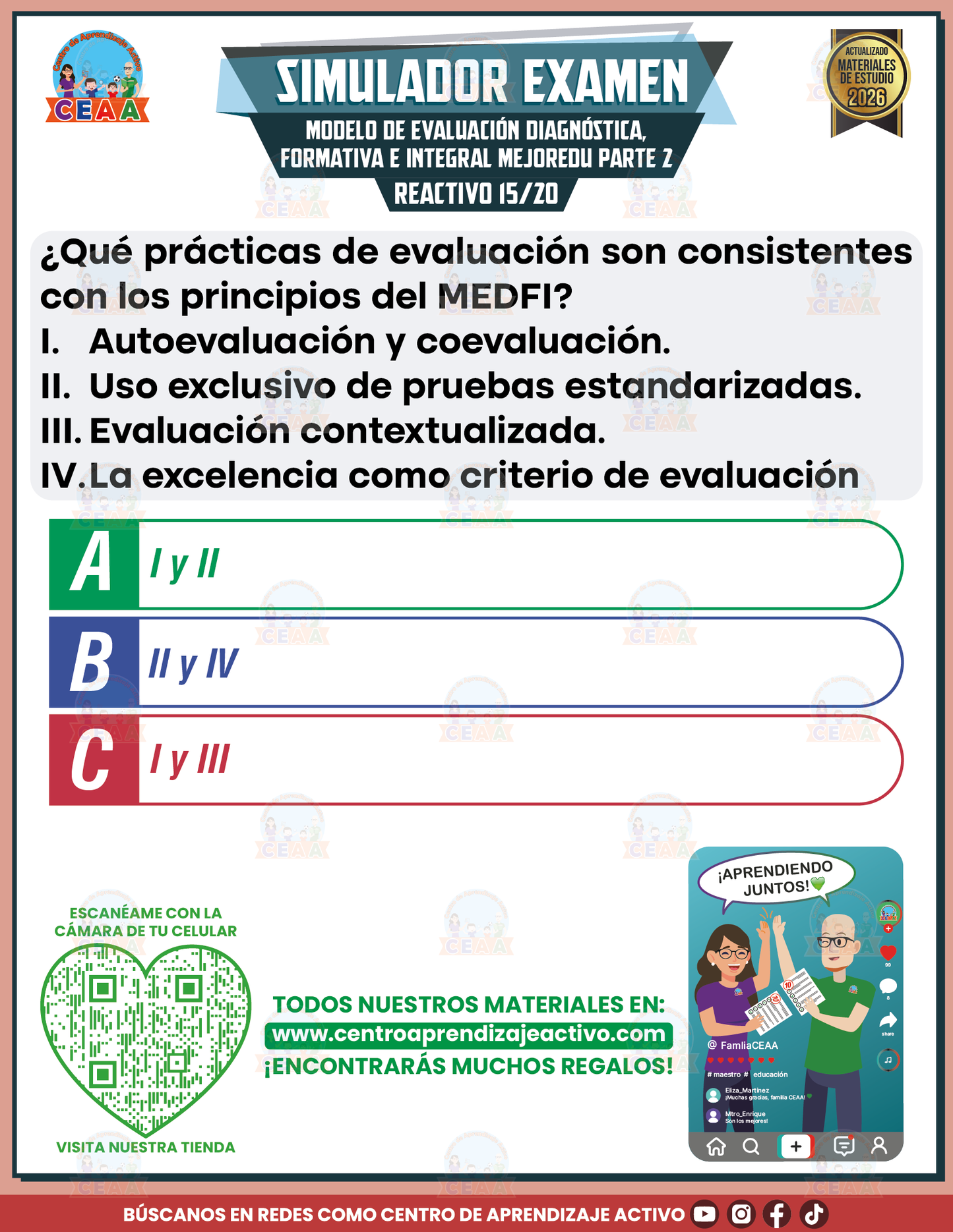 Simulador de Examen - Modelo de Evaluación Diagnóstica, Formativa e Integral MEJOREDU PARTE 2 en PDF
