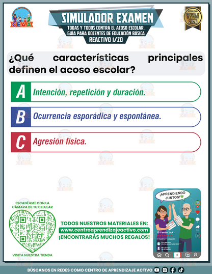 Simulador de Examen - Todas y todos contra el acoso escolar. Guía para Docentes de Educación Básica en PDF