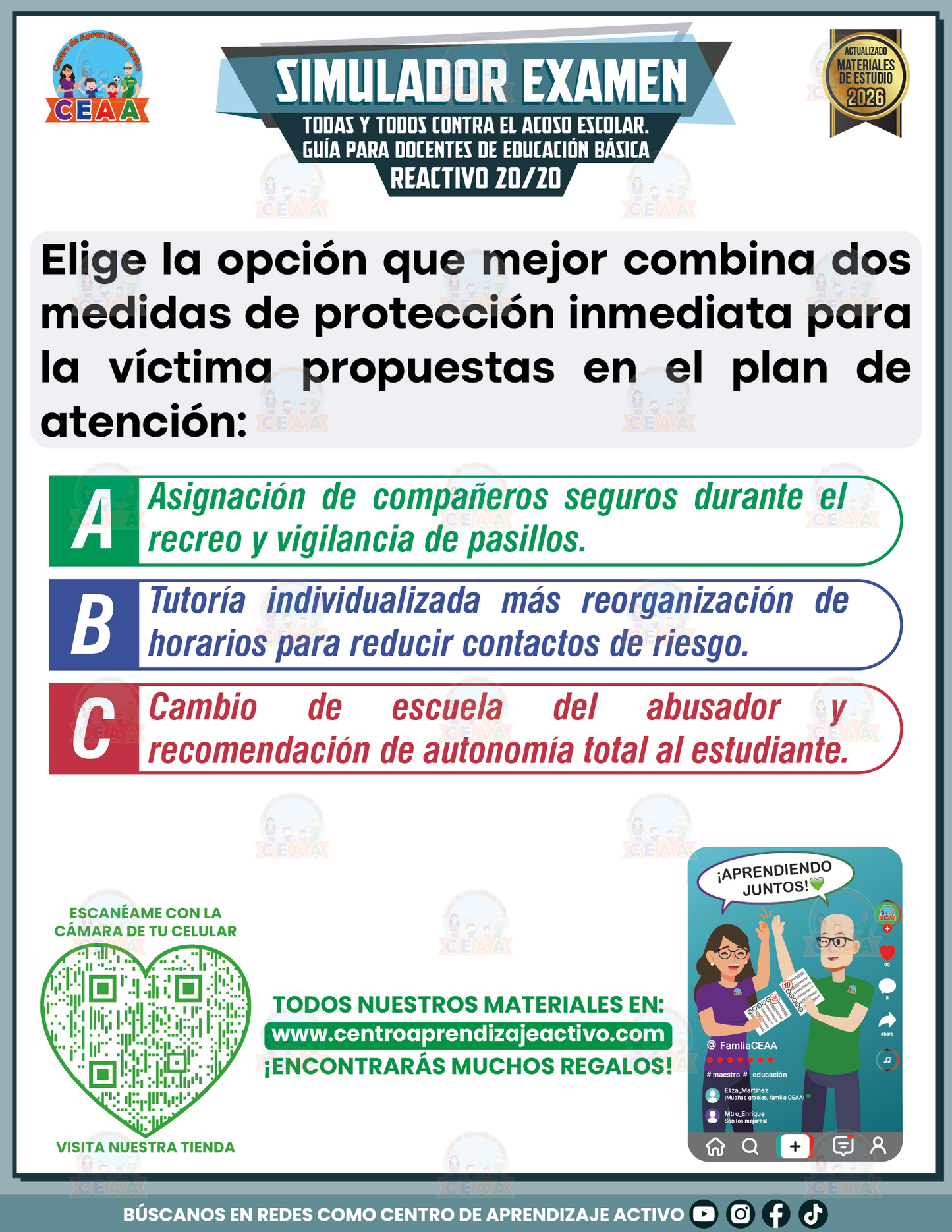 Simulador de Examen - Todas y todos contra el acoso escolar. Guía para Docentes de Educación Básica en PDF