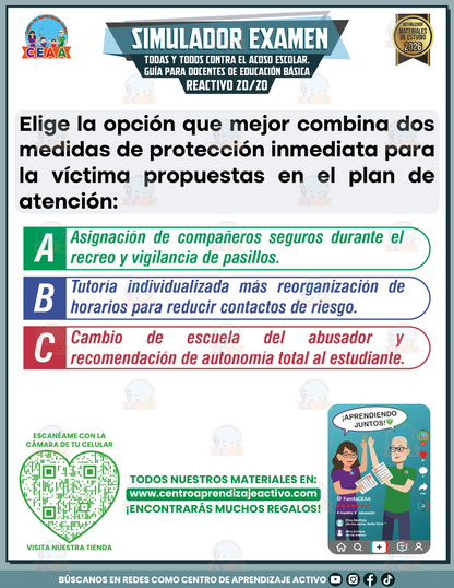 Simulador de Examen - Todas y todos contra el acoso escolar. Guía para Docentes de Educación Básica en PDF