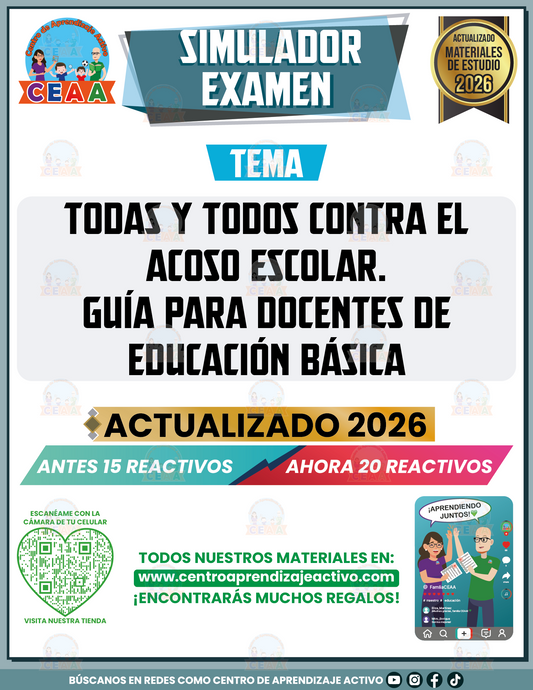 Simulador de Examen - Todas y todos contra el acoso escolar. Guía para Docentes de Educación Básica en PDF