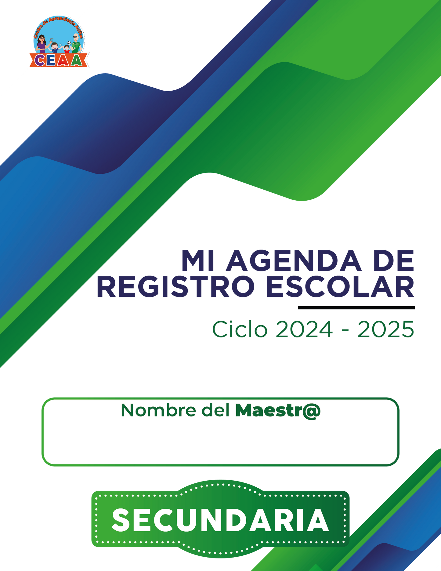 Agenda Formal MAESTRO Secundaria Ciclo Escolar 2024 - 2025  en PDF