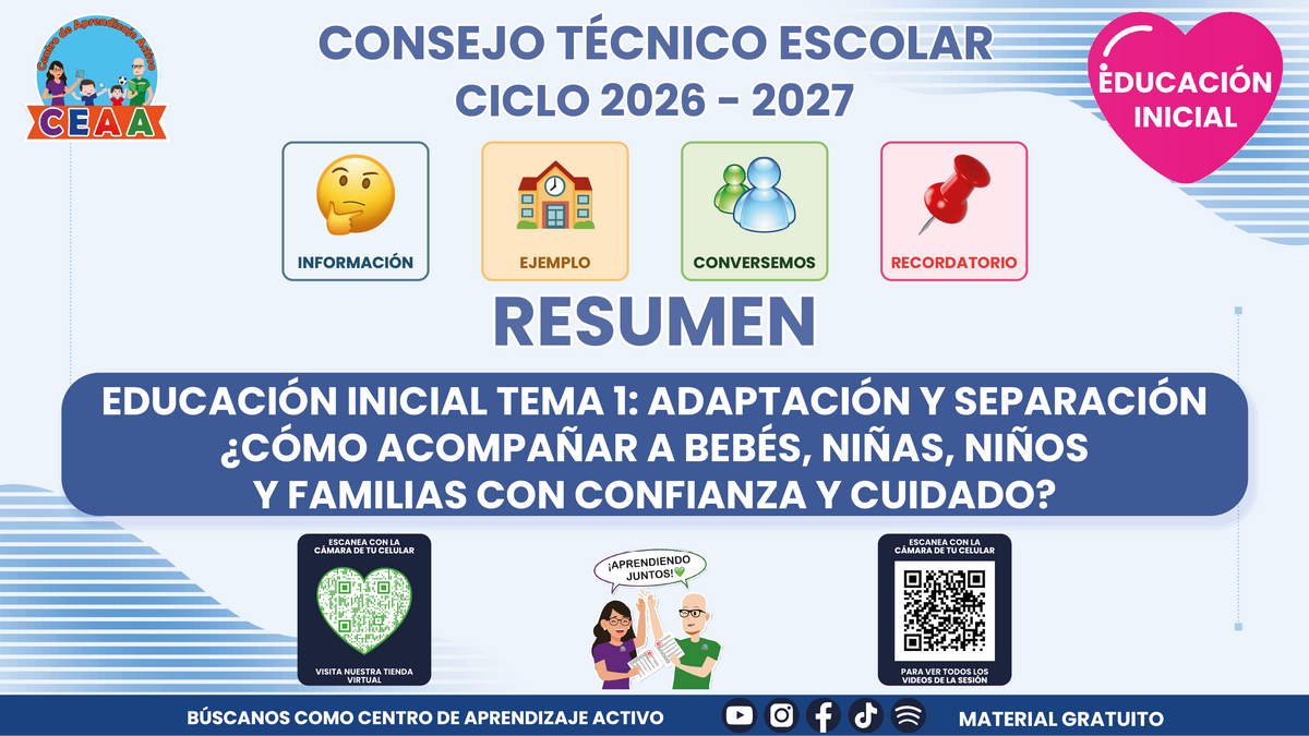 Resumen CTE del Tema 1 Educación Inicial: ADAPTACIÓN Y SEPARACIÓN ¿CÓMO ACOMPAÑAR A BEBÉS, NIÑAS, NIÑOS Y FAMILIAS CON CONFIANZA Y CUIDADO? en PDF