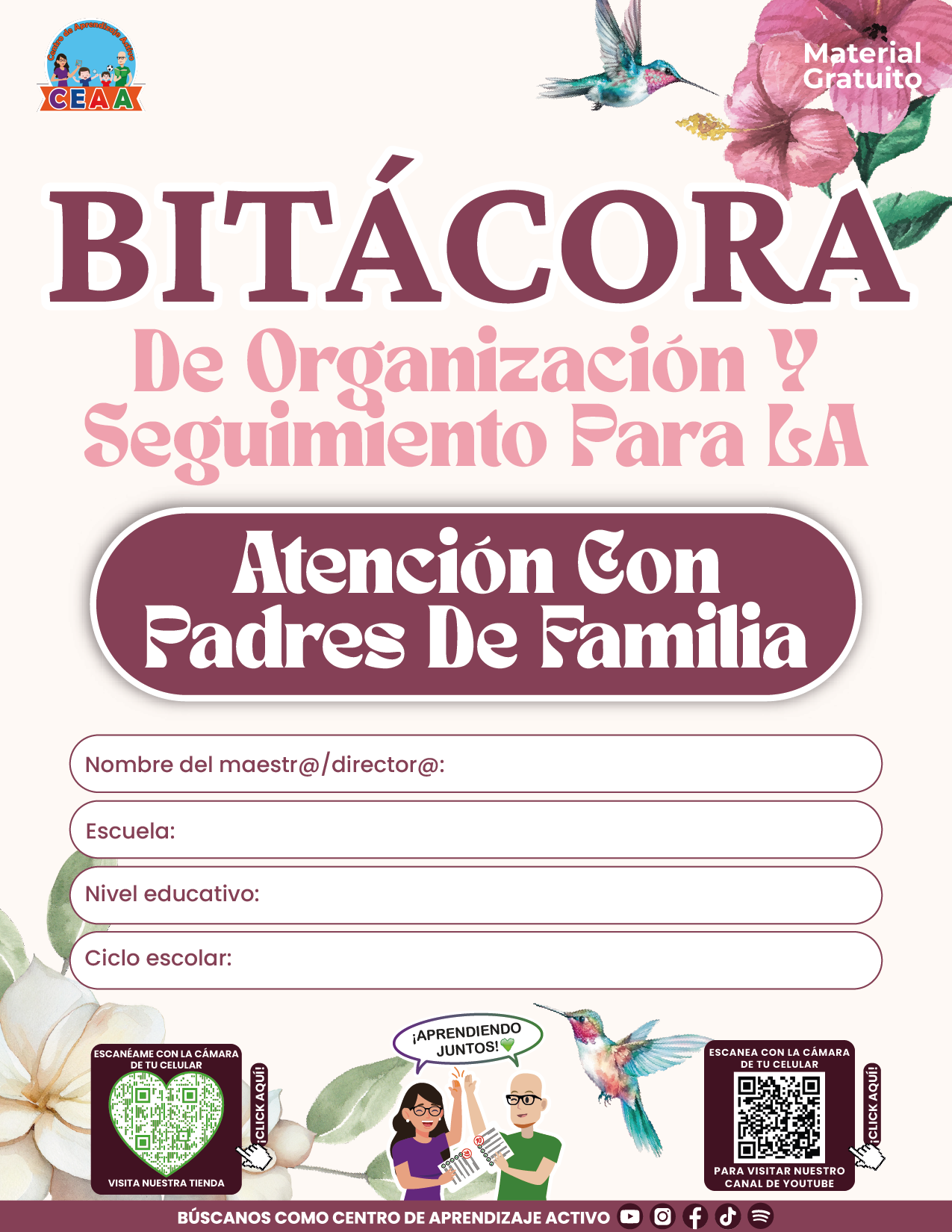 BITÁCORA PARA LA ORGANIZACIÓN Y SEGUIMIENTO PARA LA ATENCIÓN A MADRES Y PADRES DE FAMILIA V1 en PDF