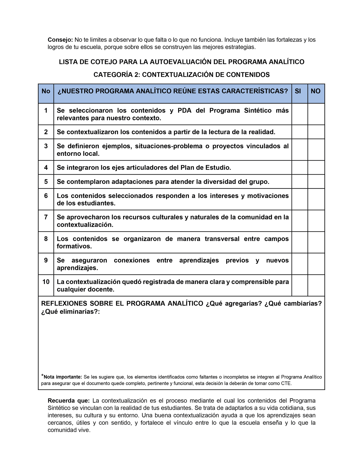 AUTOEVALUACIÓN DEL PROGRAMA ANALÍTICO EDITABLE