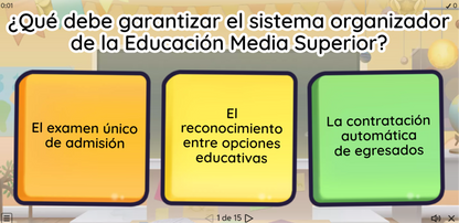 JUEGO INTERACTIVO #2 EXÁMEN RÁPIDO: LEY GENERAL DE EDUCACIÓN ARTÍCULOS 44, 45 Y 46 - Media Superior