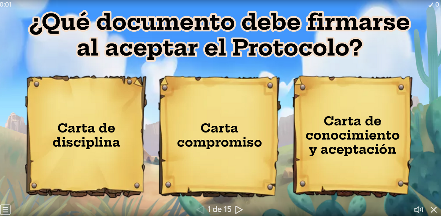JUEGO INTERACTIVO #1 EXÁMEN RÁPIDO: PROTOCOLO PARA LA CONVIVENCIA ARMÓNICA DEL ESTUDIANTADO EN LOS PLANTELES FEDERALES DE EMS - Media Superior