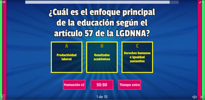 JUEGO INTERACTIVO #4 EXÁMEN RÁPIDO: ARTÍCULOS 57, 58 Y 59 DE LA LGDNNA - Media Superior