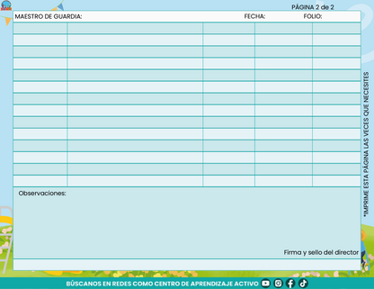 Libro de Asistencia del Personal de la Escuela V1 en PDF