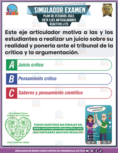 Simulador de Examen - Plan 2022 Siete Ejes Articuladores en PDF