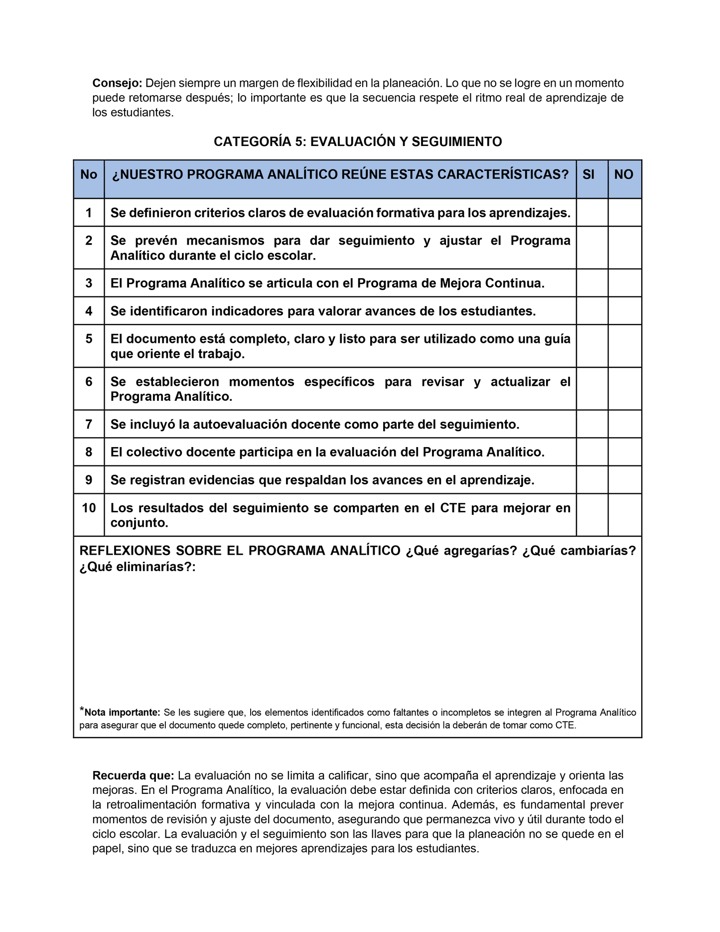 AUTOEVALUACIÓN DEL PROGRAMA ANALÍTICO EDITABLE