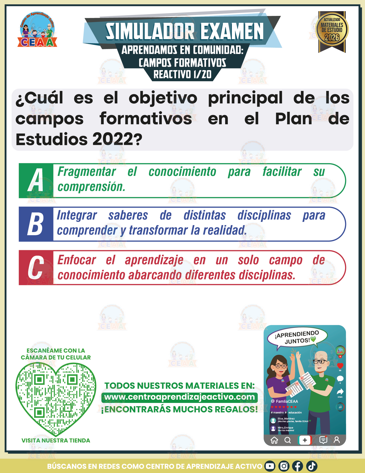 Simulador de Examen - Aprendamos en Comunidad Campos Formativos en PDF