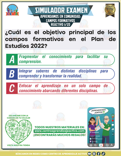 Simulador de Examen - Aprendamos en Comunidad Campos Formativos en PDF