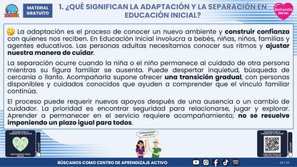 Resumen CTE del Tema 1 Educación Inicial: ADAPTACIÓN Y SEPARACIÓN ¿CÓMO ACOMPAÑAR A BEBÉS, NIÑAS, NIÑOS Y FAMILIAS CON CONFIANZA Y CUIDADO? en PDF