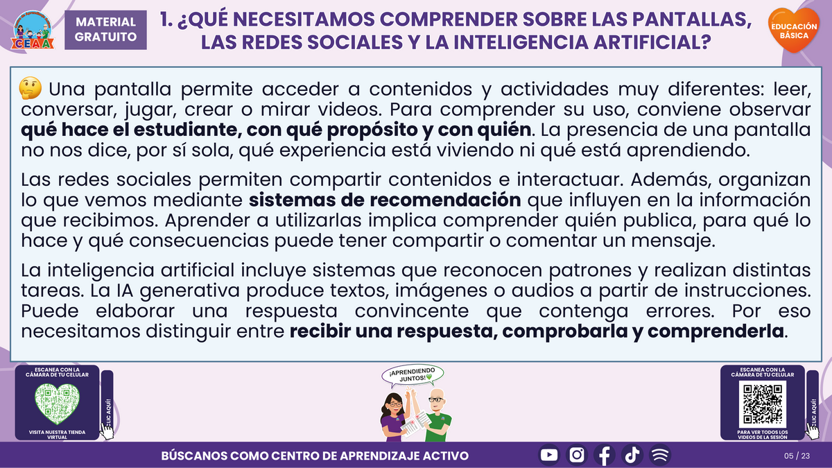 Resumen CTE del Tema 4 Educación Básica: PANTALLAS, REDES SOCIALES E INTELIGENCIA ARTIFICIAL ¿CÓMO ACOMPAÑAR UN USO CRÍTICO, SEGURO Y CON SENTIDO PARA APRENDER? en PDF