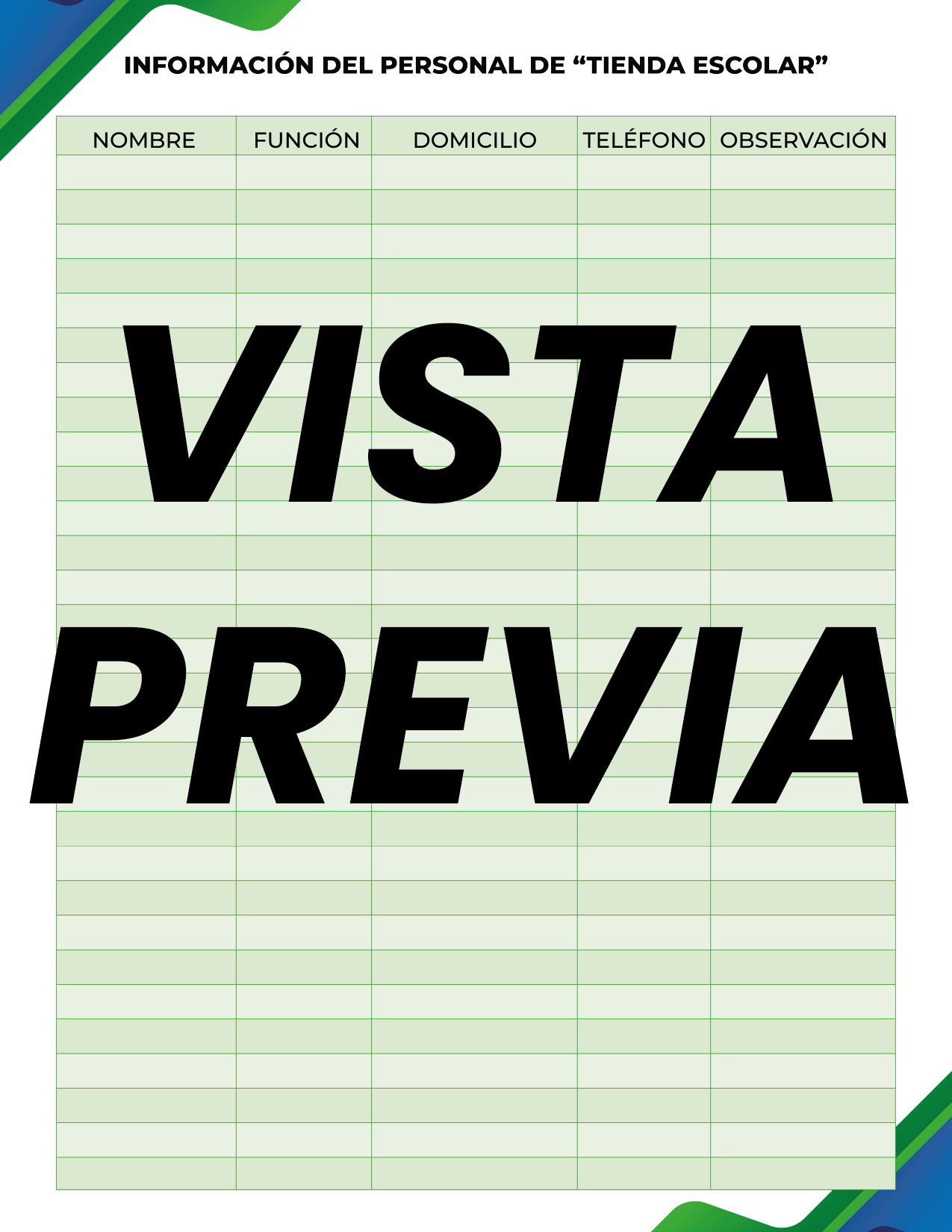 Agenda Formal Verde-azul DIRECTOR Primaria