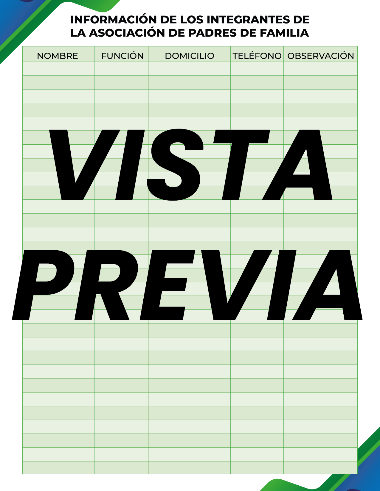 Agenda Formal Verde-azul DIRECTOR Primaria