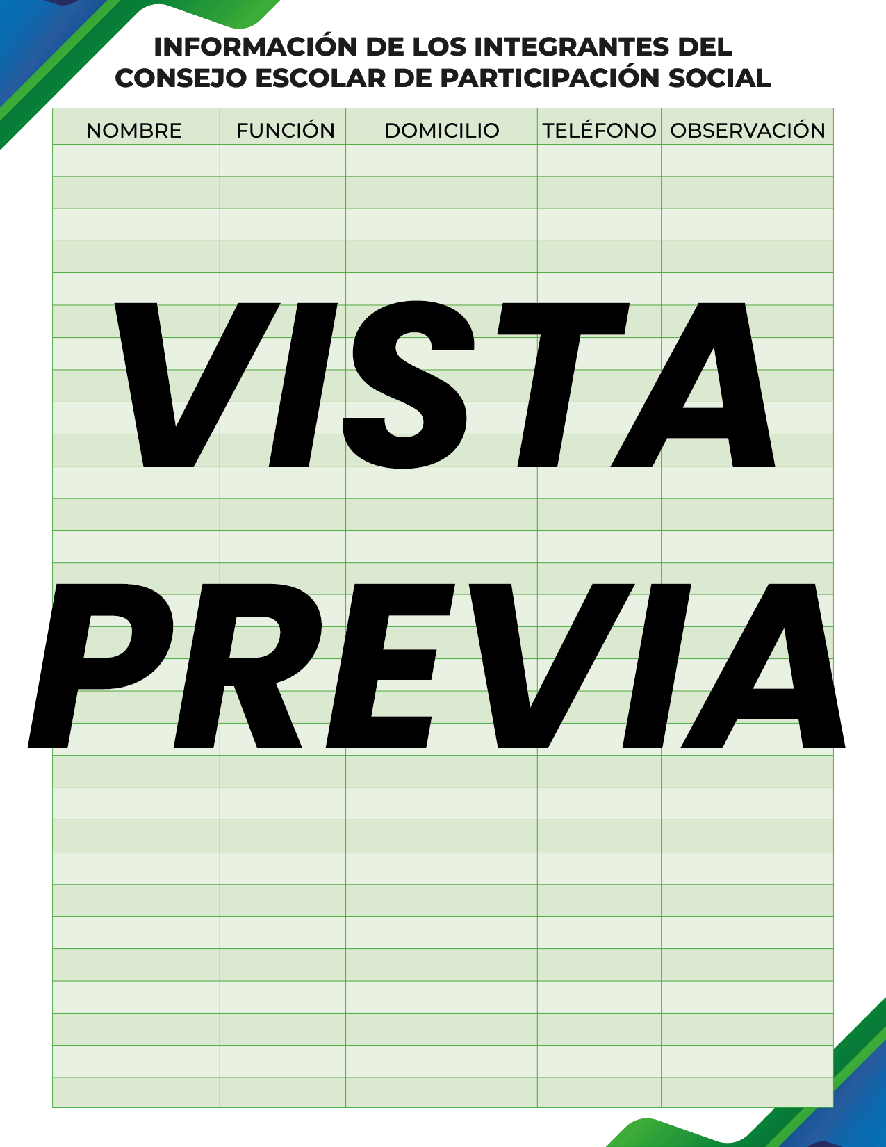 Agenda Formal Verde-azul DIRECTOR Primaria