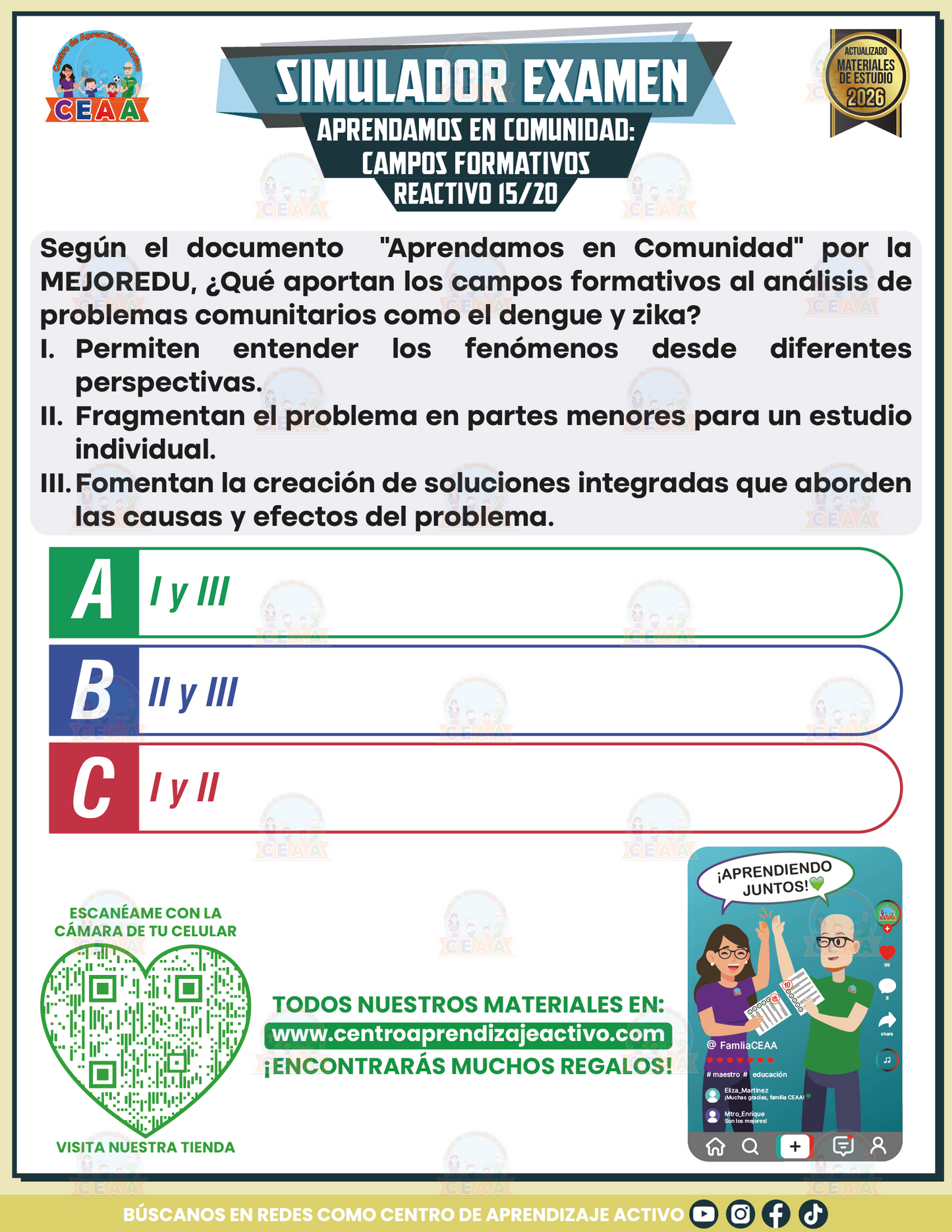Simulador de Examen - Aprendamos en Comunidad Campos Formativos en PDF