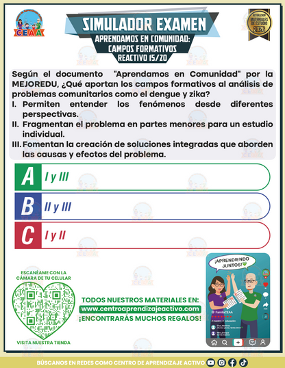 Simulador de Examen - Aprendamos en Comunidad Campos Formativos en PDF