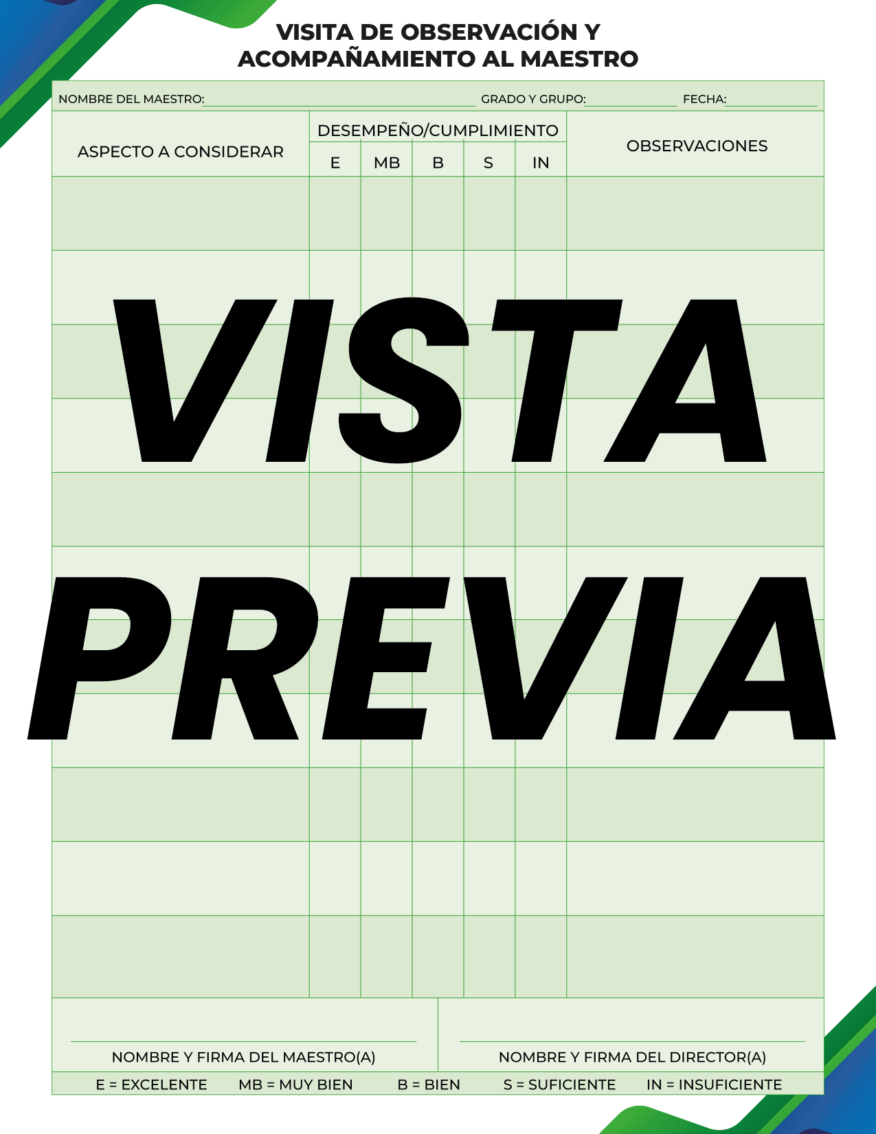 Agenda Formal Verde-azul DIRECTOR Primaria