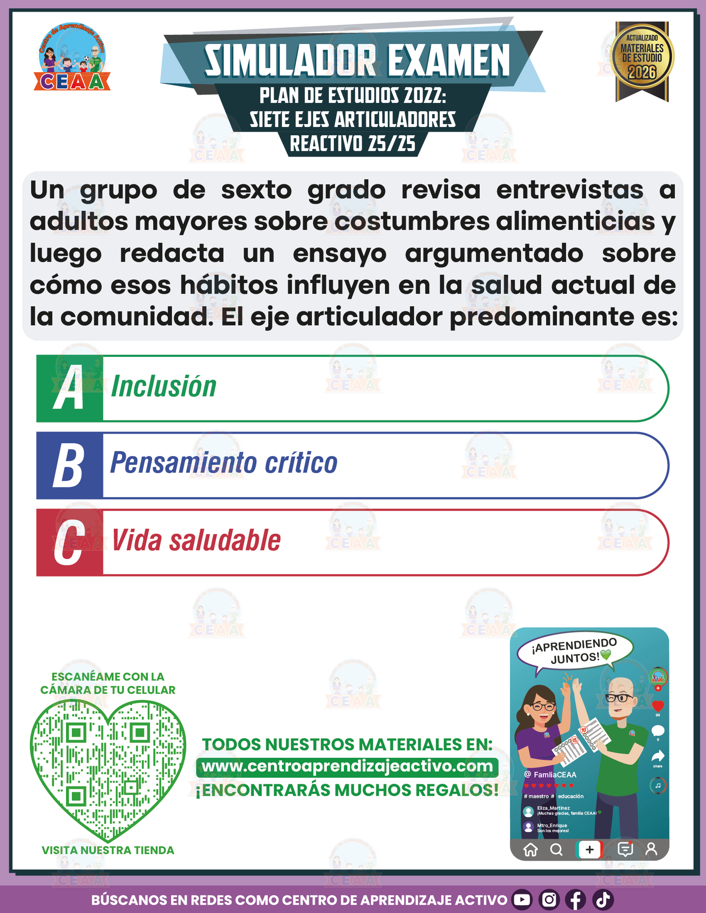 Simulador de Examen - Plan 2022 Siete Ejes Articuladores en PDF