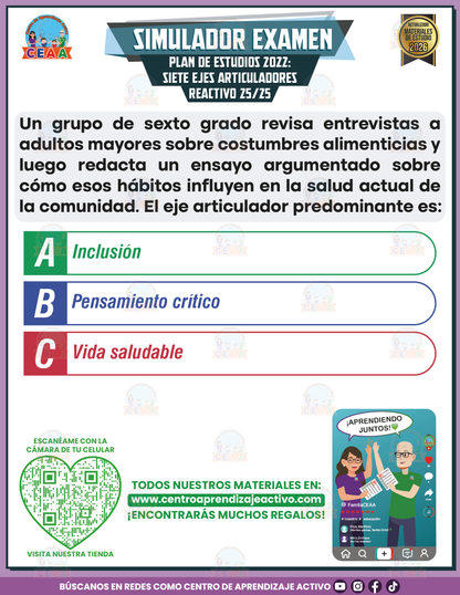 Simulador de Examen - Plan 2022 Siete Ejes Articuladores en PDF