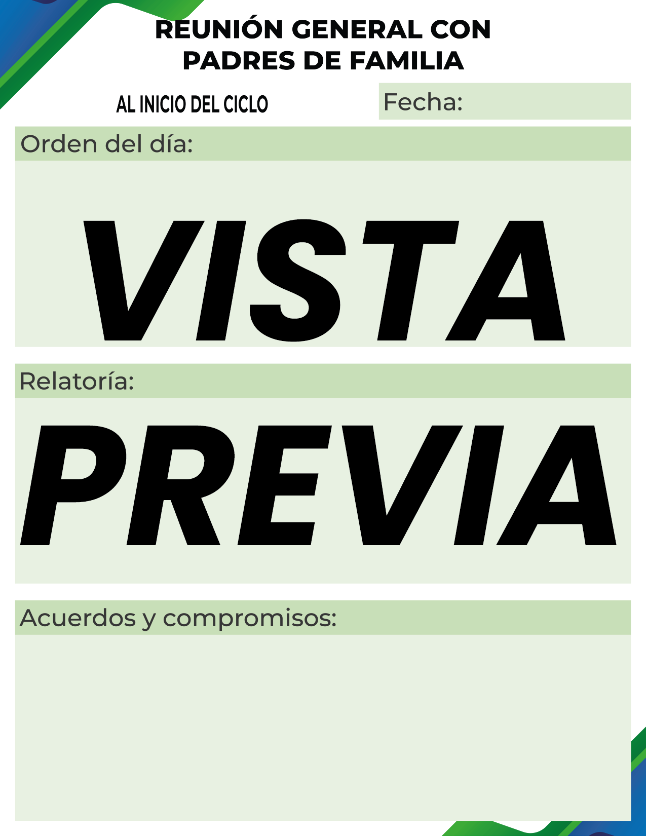 Agenda Formal Verde-azul DIRECTOR Primaria