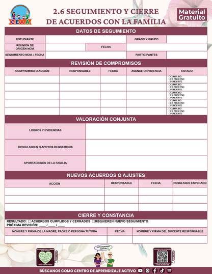 BITÁCORA PARA LA ORGANIZACIÓN Y SEGUIMIENTO PARA LA ATENCIÓN A MADRES Y PADRES DE FAMILIA V1 en PDF