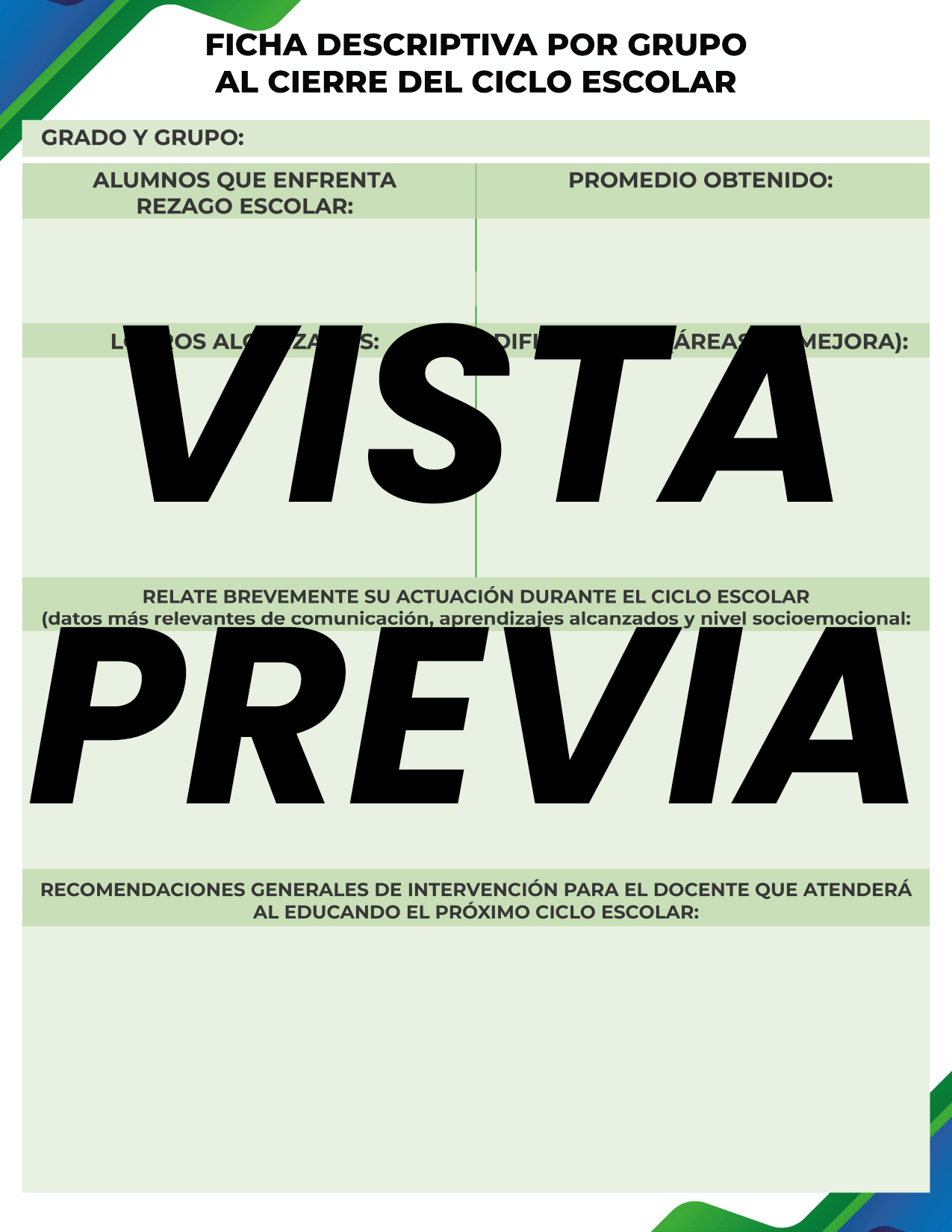 Agenda Formal Verde-azul DIRECTOR Primaria
