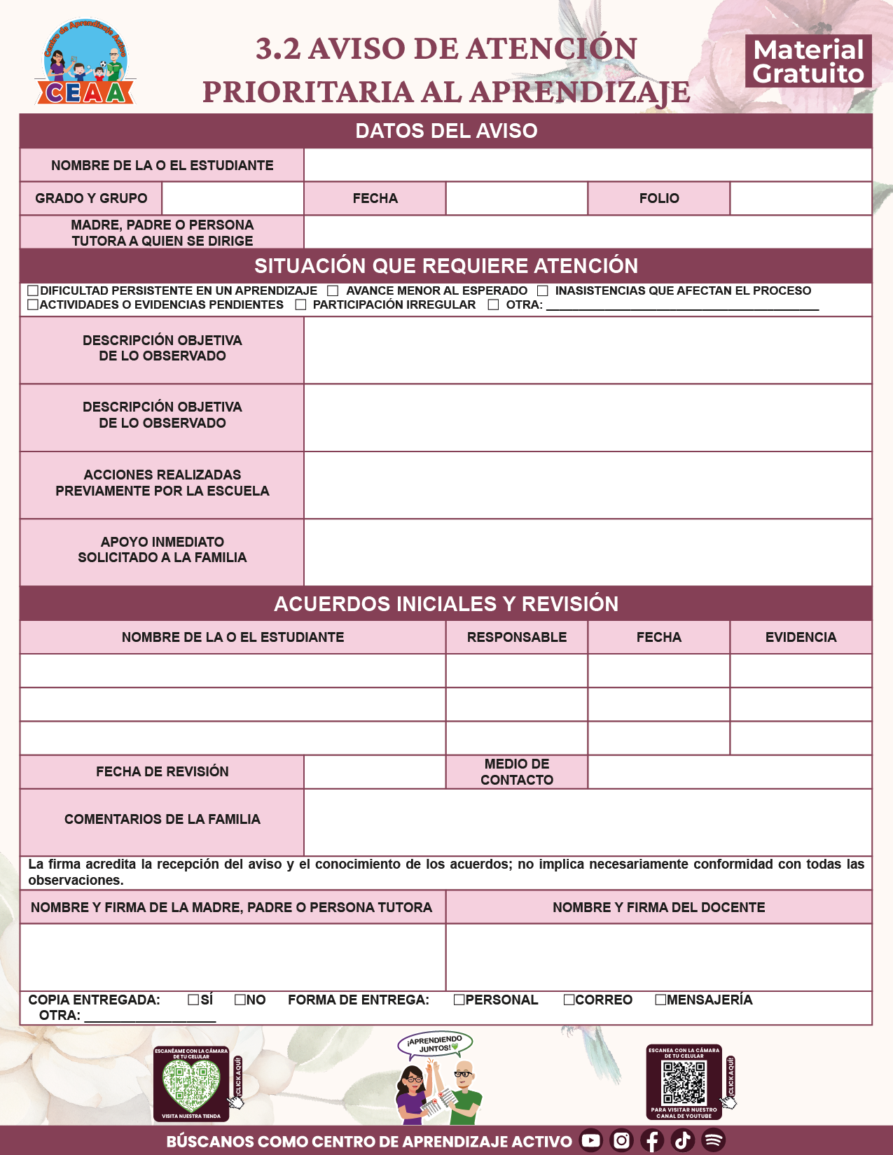 BITÁCORA PARA LA ORGANIZACIÓN Y SEGUIMIENTO PARA LA ATENCIÓN A MADRES Y PADRES DE FAMILIA V1 en PDF