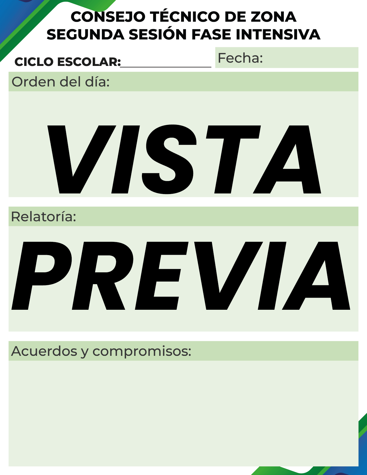 Agenda Formal Verde-azul DIRECTOR Primaria