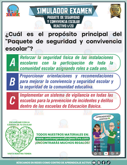 Simulador de Examen - Paquete de Seguridad y Convivencia Escolar en PDF