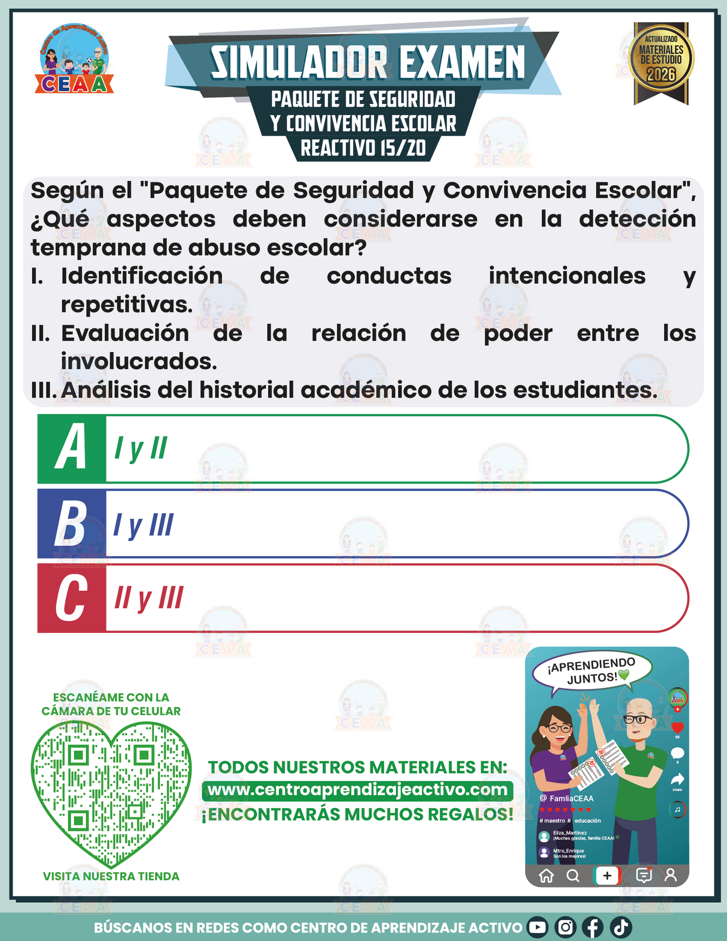 Simulador de Examen - Paquete de Seguridad y Convivencia Escolar en PDF