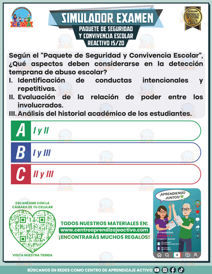 Simulador de Examen - Paquete de Seguridad y Convivencia Escolar en PDF