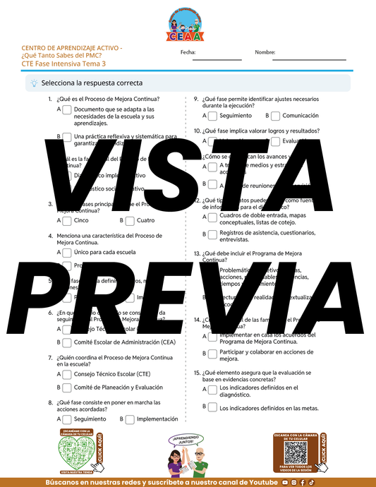 Juegos de Estudio para Imprimir CTE Fase Intensiva Tema 3 y 4 en PDF