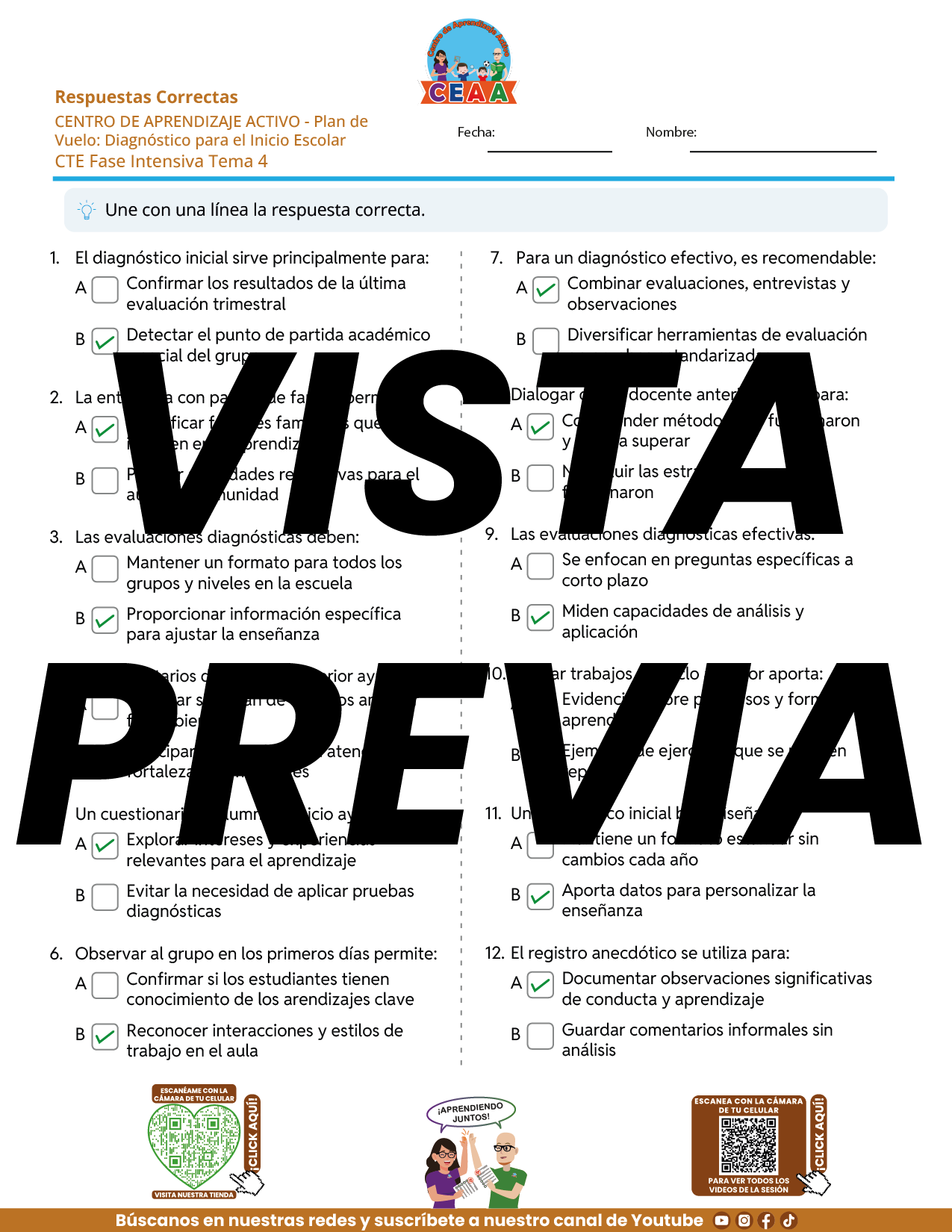 Juegos de Estudio para Imprimir CTE Fase Intensiva Tema 3 y 4 en PDF