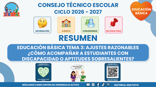 🧡 Resumen CTE del Tema 3 Educación Básica: AJUSTES RAZONABLES  ¿CÓMO ACOMPAÑAR A ESTUDIANTES CON DISCAPACIDAD O APTITUDES SOBRESALIENTES? en PDF