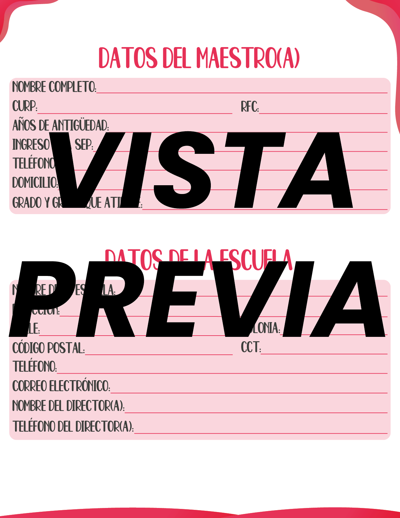 Agenda Roja MAESTRO Preescolar