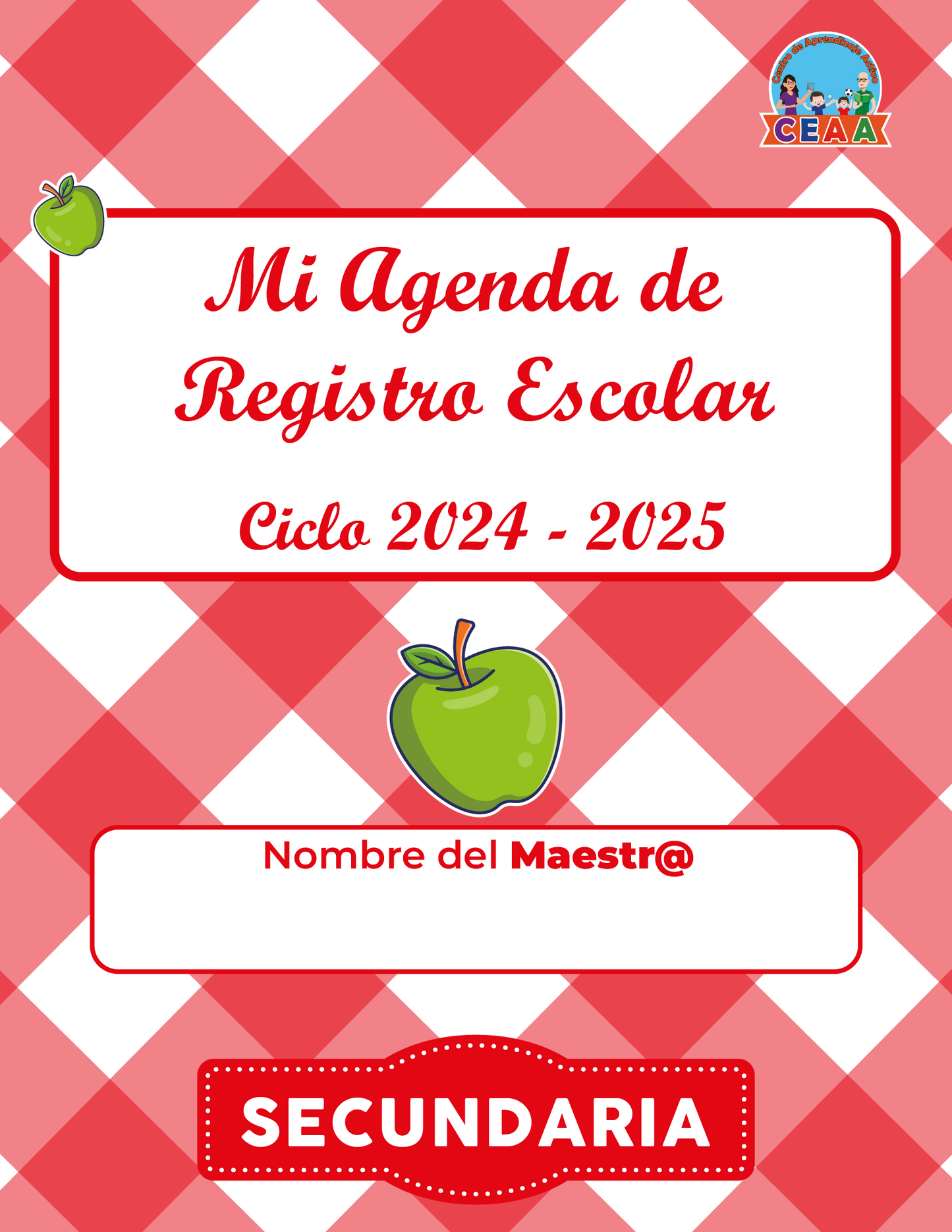 Agenda Roja MAESTRO Secundaria Ciclo Escolar 2024 - 2025 en PDF