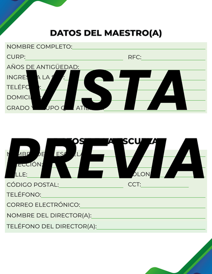 Agenda Formal Verde-azul MAESTRO Preescolar