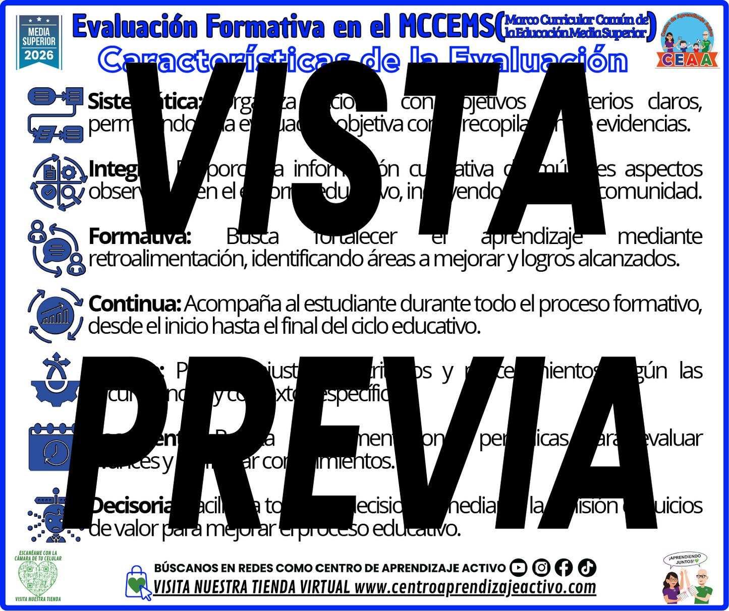Infografía EVALUACIÓN FORMATIVA EN EL MCCEMS - CARACTERÍSTICAS DE LA EVALUACIÓN - MEDIA SUPERIOR